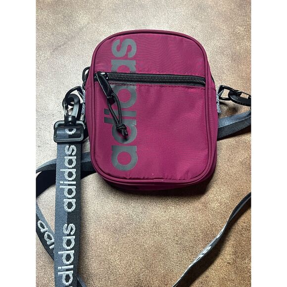 Cute Adidas Burgundy Crossbody Mini Bag- Festival Travel Bag- Excellent Cond. - Picture 3 of 9
